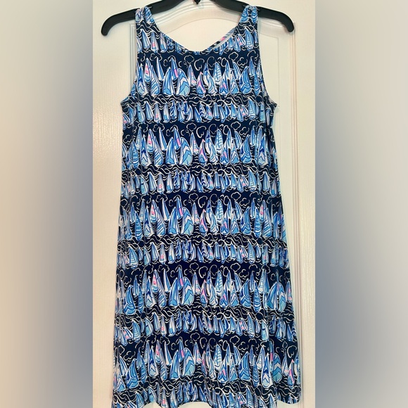 Lilly Pulitzer Kristen dress swing fit navy blue sails and stripes - Picture 1 of 5